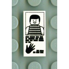 Part 3069bpx35 Tile 1 x 2 with Hand Print and Striped Shirt Pattern